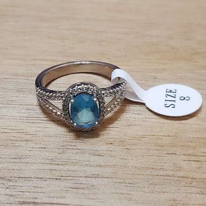 Fragrant Jewels Silver Ring with Blue Stone Size 8